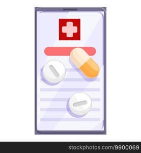 Telemedicine pills prescription icon. Cartoon of telemedicine pills prescription vector icon for web design isolated on white background. Telemedicine pills prescription icon, cartoon style