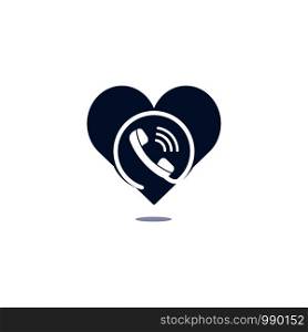 Telephone and heart logo template design. Telephone logo with modern frame vector design.