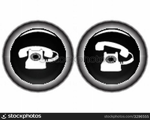 telephone black icons against white background, abstract vector art illustration