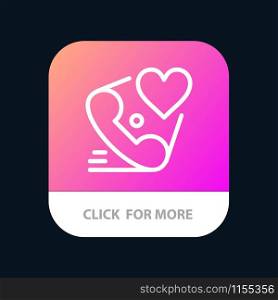 Telephone, Call, Heart, Love, Valentine Mobile App Button. Android and IOS Line Version