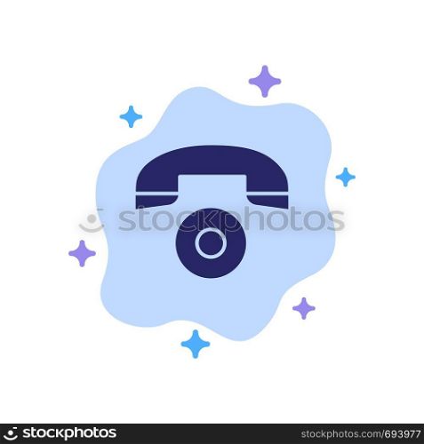 Telephone, Call, Phone Blue Icon on Abstract Cloud Background
