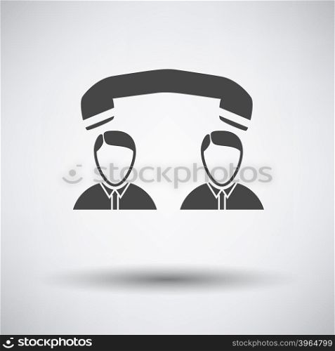 Telephone conversation icon on gray background with round shadow. Vector illustration.