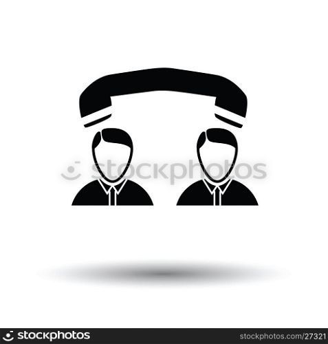 Telephone conversation icon. White background with shadow design. Vector illustration.