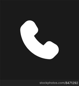 Telephone dark mode glyph ui icon. Contact management. Phone call. User interface design. White silhouette symbol on black space. Solid pictogram for web, mobile. Vector isolated illustration. Telephone dark mode glyph ui icon