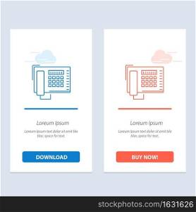 Telephone, Fax, Number, Call  Blue and Red Download and Buy Now web Widget Card Template