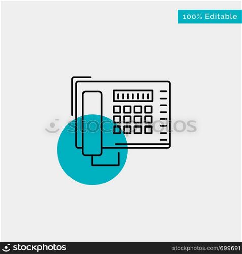 Telephone, Fax, Number, Call turquoise highlight circle point Vector icon