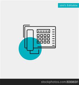 Telephone, Fax, Number, Call turquoise highlight circle point Vector icon