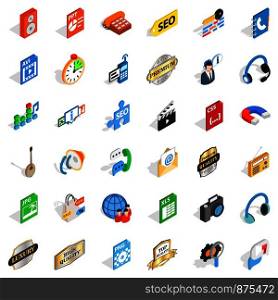Telephone icons set. Isometric style of 36 telephone vector icons for web isolated on white background. Telephone icons set, isometric style