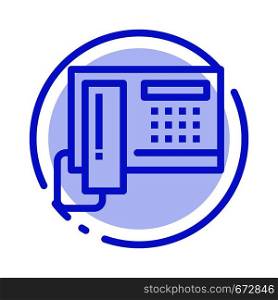 Telephone, Phone, Cell, Hardware Blue Dotted Line Line Icon
