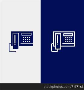 Telephone, Phone, Cell, Hardware Line and Glyph Solid icon Blue banner