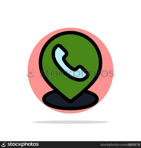 Telephone, Phone, Map, Location Abstract Circle Background Flat color Icon
