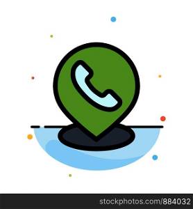 Telephone, Phone, Map, Location Abstract Flat Color Icon Template
