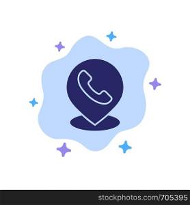 Telephone, Phone, Map, Location Blue Icon on Abstract Cloud Background