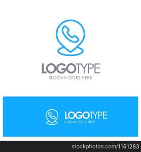 Telephone, Phone, Map, Location Blue outLine Logo with place for tagline