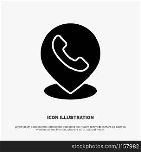 Telephone, Phone, Map, Location solid Glyph Icon vector