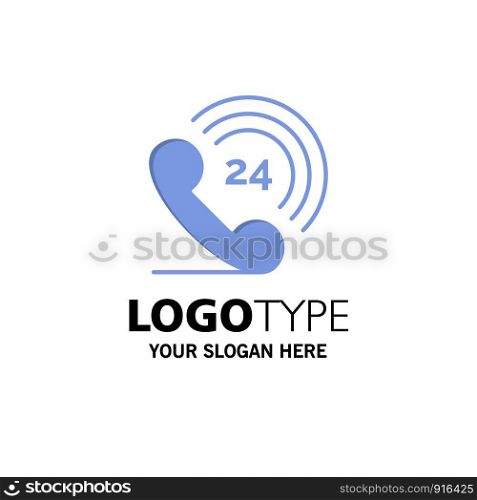 Telephone, Phone, Ringing, 24 Business Logo Template. Flat Color