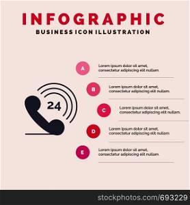 Telephone, Phone, Ringing, 24 Infographics Presentation Template. 5 Steps Presentation