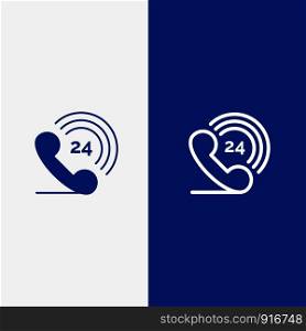 Telephone, Phone, Ringing, 24 Line and Glyph Solid icon Blue banner