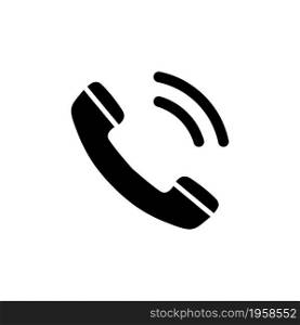 Telephone Receiver Call, Phone Handset. Flat Vector Icon illustration. Simple black symbol on white background. Telephone Receiver Call Phone Handset sign design template for web and mobile UI element