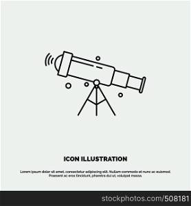telescope, astronomy, space, view, zoom Icon. Line vector gray symbol for UI and UX, website or mobile application. Vector EPS10 Abstract Template background