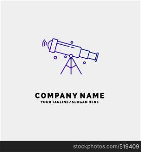 telescope, astronomy, space, view, zoom Purple Business Logo Template. Place for Tagline. Vector EPS10 Abstract Template background
