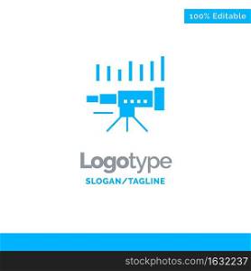 Telescope, Business, Forecast, Forecasting, Market, Trend, Vision Blue Solid Logo Template. Place for Tagline
