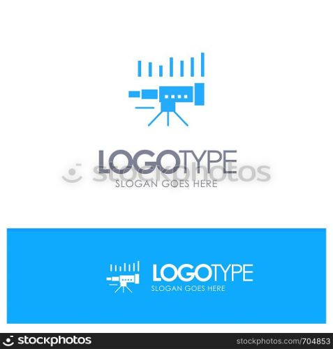 Telescope, Business, Forecast, Forecasting, Market, Trend, Vision Blue Solid Logo with place for tagline