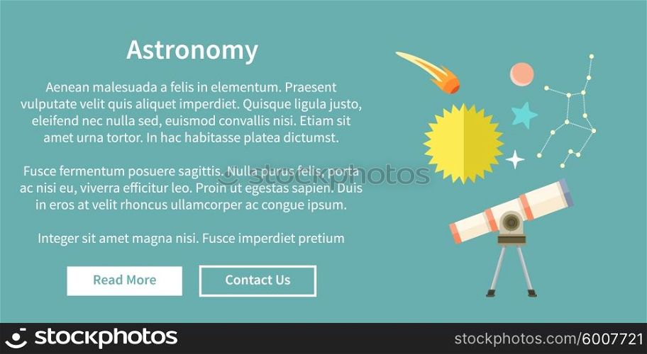 Telescope, celestial bodies constellation sun. Comet and star, astronomy space, astrology and galaxy, science and universe, travel flying, equipment and heavenly body illustration