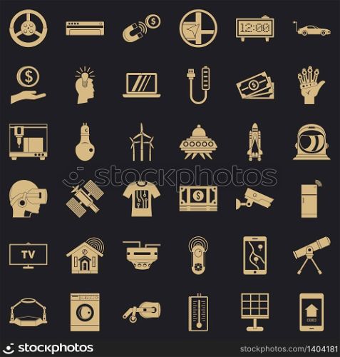 Telescope icons set. Simple style of 36 telescope vector icons for web for any design. Telescope icons set, simple style