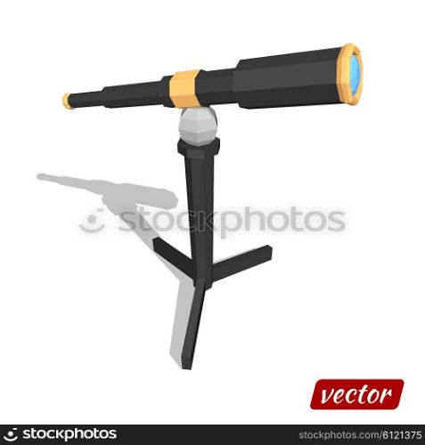 Telescope isolated on white background. Low poly style. Vector illustration