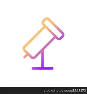 Telescope pixel perfect gradient linear ui icon. Astronomy club. Stargazing program. Science activity. Line color user interface symbol. Modern style pictogram. Vector isolated outline illustration. Telescope pixel perfect gradient linear ui icon