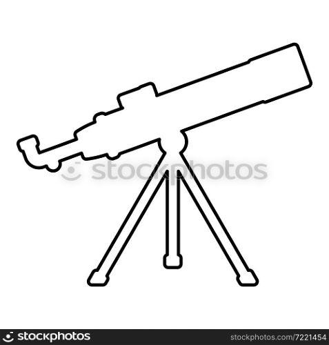 Telescope Science tool Education astronomy equipment contour outline icon black color vector illustration flat style simple image. Telescope Science tool Education astronomy equipment contour outline icon black color vector illustration flat style image