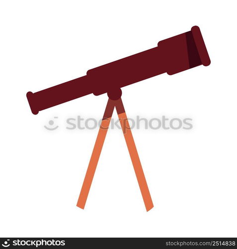 Telescope semi flat color vector object. Full sized item on white. Astronomy study. Investigative tool. Observing sky and stars. Simple cartoon style illustration for web graphic design and animation. Telescope semi flat color vector object