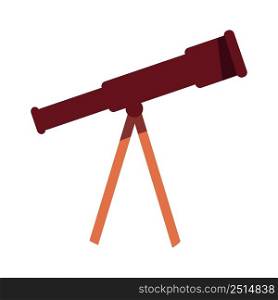 Telescope semi flat color vector object. Full sized item on white. Astronomy study. Investigative tool. Observing sky and stars. Simple cartoon style illustration for web graphic design and animation. Telescope semi flat color vector object
