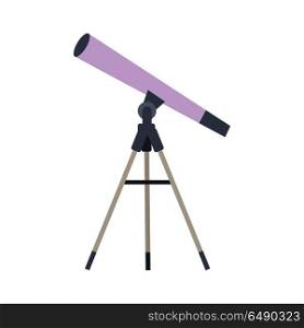 Telescope vector in flat style. Astronomical observations. Observatory equipment and instruments. Illustration for scientific and educational concepts. Isolated on white background. Telescope Vector Illustration in Flat Style Design Web. Telescope Vector Illustration in Flat Style Design Web
