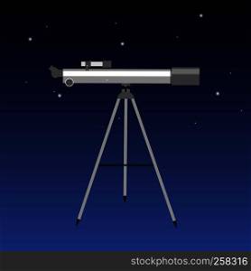 telescope with night sky round flat design icon isolated.. _start