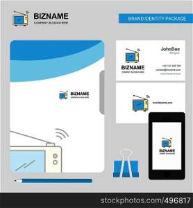 Television Business Logo, File Cover Visiting Card and Mobile App Design. Vector Illustration