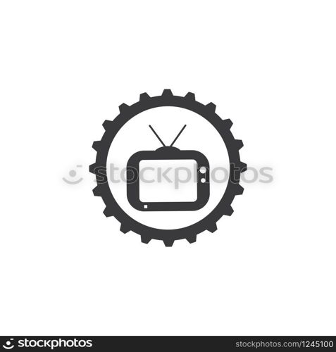 television gear icon logo vector illustration design