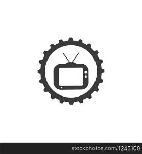 television gear icon logo vector illustration design