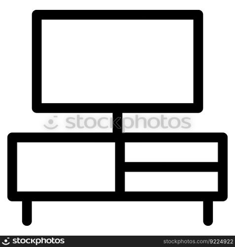 Television kept on stylish wooden table.