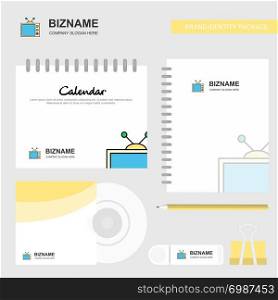 Television Logo, Calendar Template, CD Cover, Diary and USB Brand Stationary Package Design Vector Template