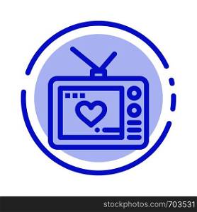 Television, Love, Valentine, Movie Blue Dotted Line Line Icon