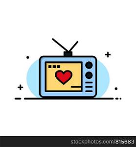 Television, Love, Valentine, Movie Business Logo Template. Flat Color