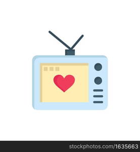 Television, Love, Valentine, Movie  Flat Color Icon. Vector icon banner Template