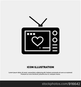 Television, Love, Valentine, Movie solid Glyph Icon vector