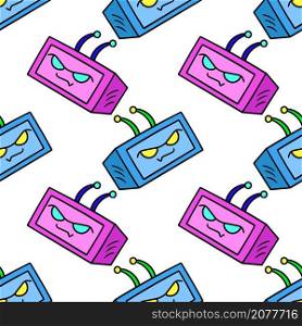 television monster seamless pattern textile print