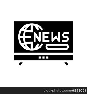 television news glyph icon vector. television news sign. isolated contour symbol black illustration. television news glyph icon vector illustration