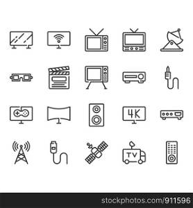 Television related icon set. Vector illustration