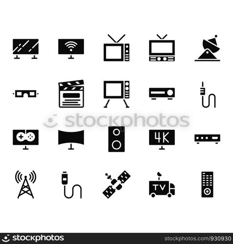 Television related icon set. Vector illustration