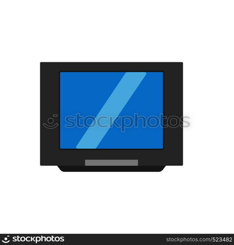 Television screen communication equipment electronic vector. TV broadcasting cinema front view flat icon